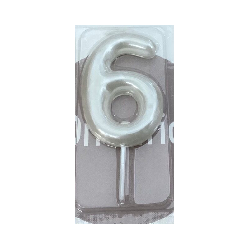 Vela 6cm branco nacarado nº 6