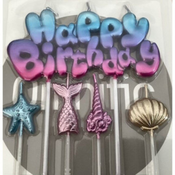 Conjunto velas Happy Birthday tema mar