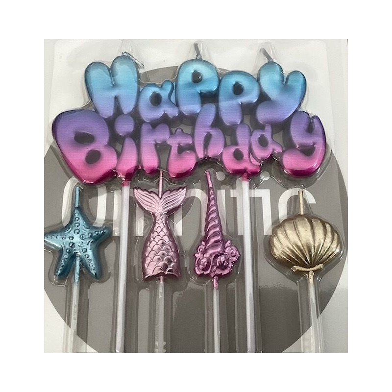 Conjunto velas Happy Birthday tema mar