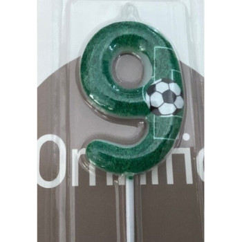 Vela 6cm verde futebol nº 9