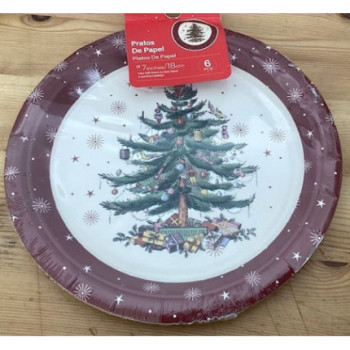 6 pratos de papel 18cm Natal