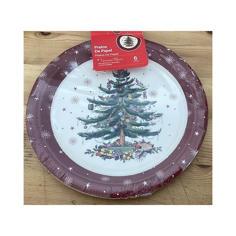 6 pratos de papel 18cm Natal