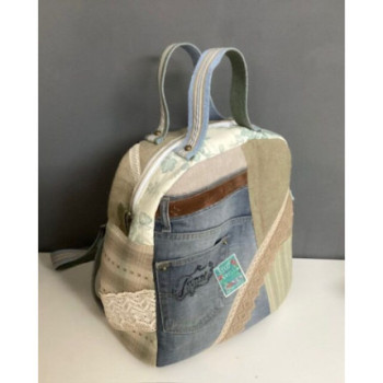 Mochila tecido em tons de verde