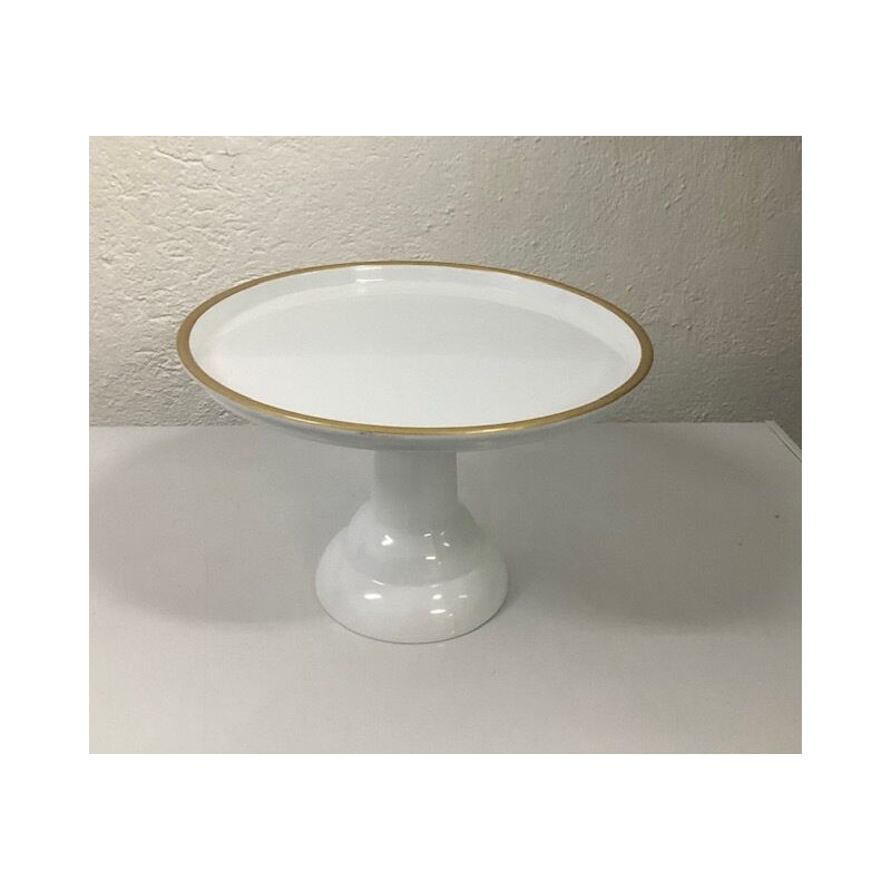 Prato pé branco grande com rebordo dourado (aluguer sob consulta)