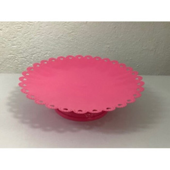 Prato pé grande metal rosa forte (aluguer sob consulta)