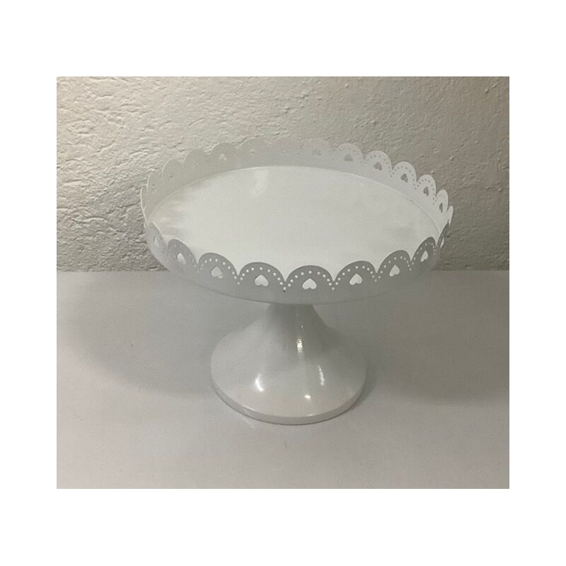 Prato pé grande metal branco com rebordo (aluguer sob consulta)