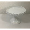 Prato pé grande metal branco com rebordo (aluguer sob consulta)