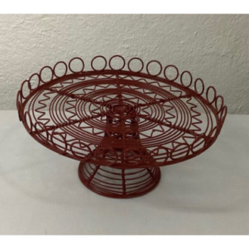 Prato pé grande metal rendilhado vermelho (aluguer sob consulta)