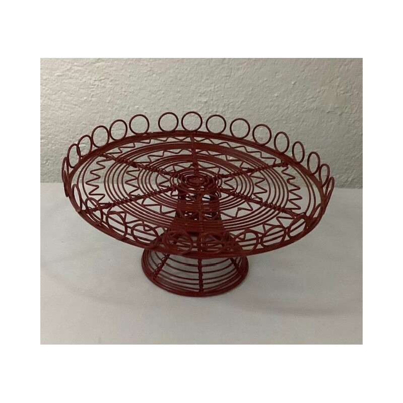 Prato pé grande metal rendilhado vermelho (aluguer sob consulta)