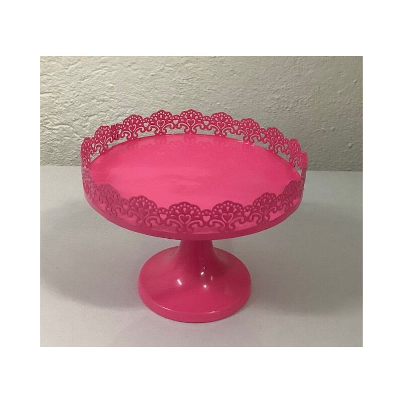 Prato pé metal rosa com rebordo (aluguer sob consulta)
