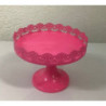Prato pé metal rosa com rebordo (aluguer sob consulta)