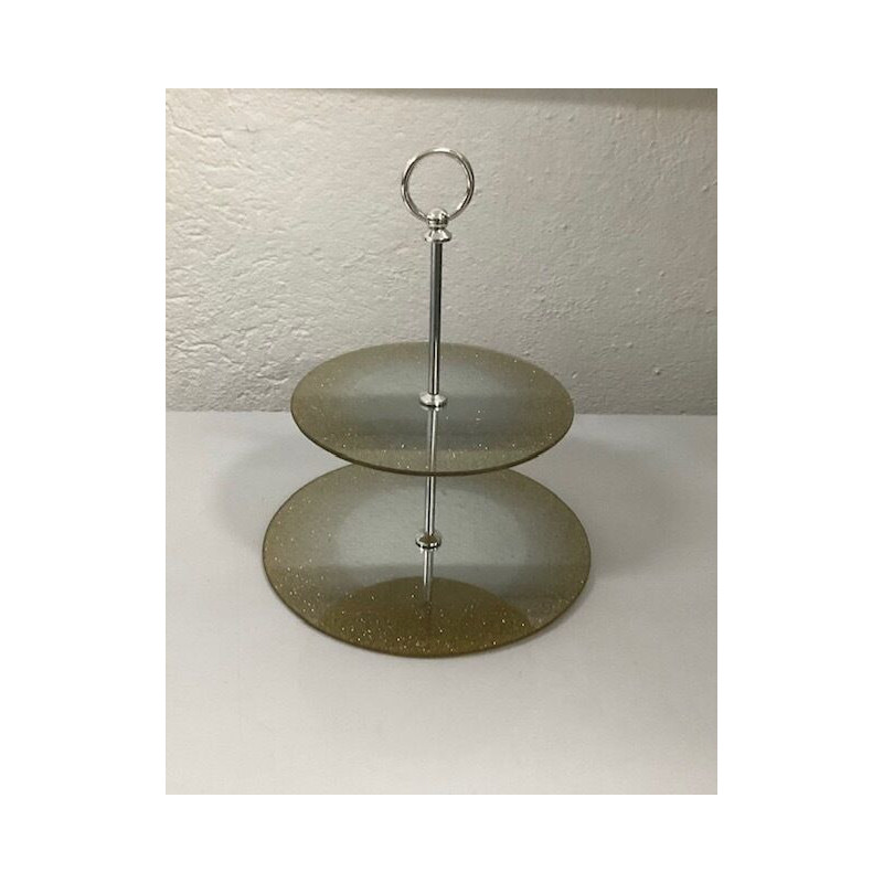 Suporte vidro 2 pratos ouro (aluguer sob consulta)