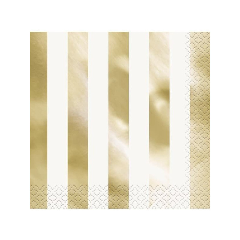 16 Guardanapos 33 x 33 cm - riscas dourado metalizado