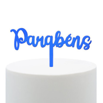 topper acrilico azul espelhado parabens