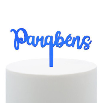 topper acrilico azul espelhado parabens