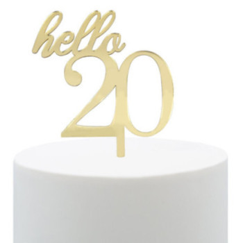 topper acrilico ouro espelhado hello 20