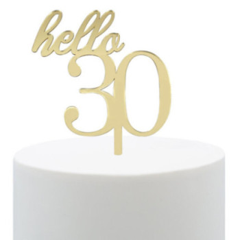 topper acrilico ouro espelhado hello 30