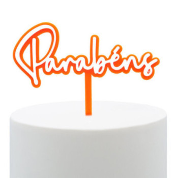 topper acrilico  parabens laranja& branco