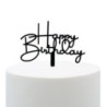 topper acrilico  preto happy birthday 11cm