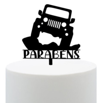 topper acrilico preto parabens jipe