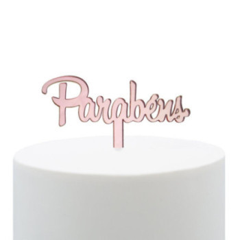 topper acrilico rosa gold parabens 11cm