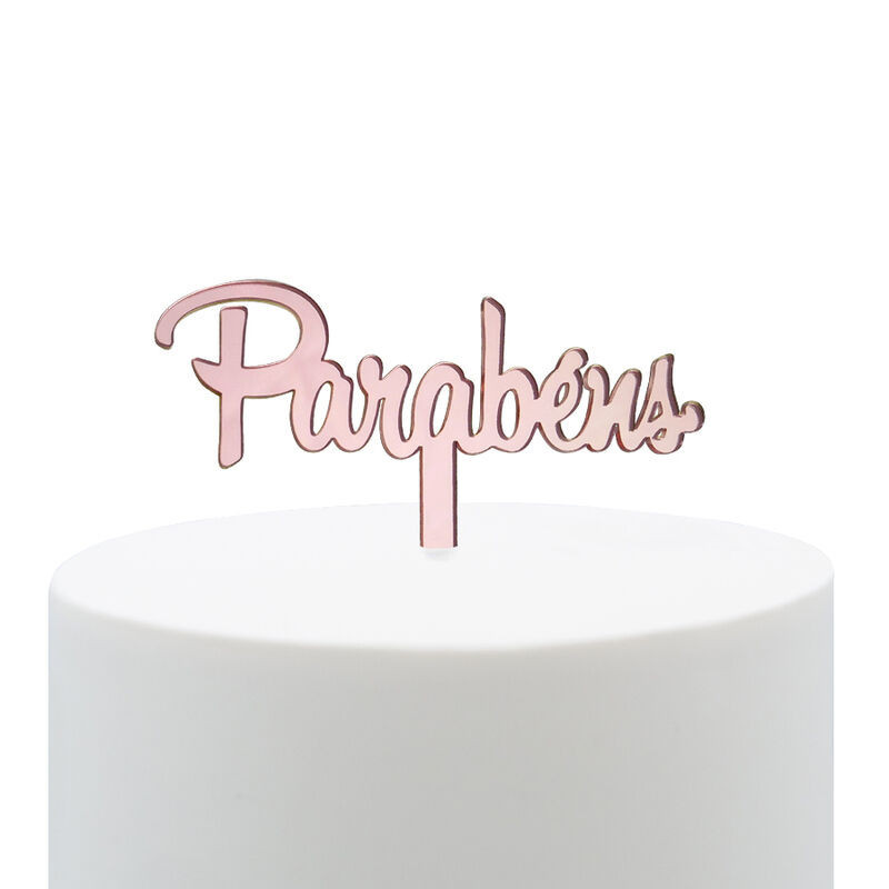 topper acrilico rosa gold parabens 11cm