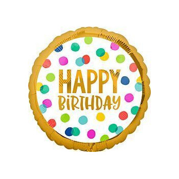balão foil  happy dots 17"