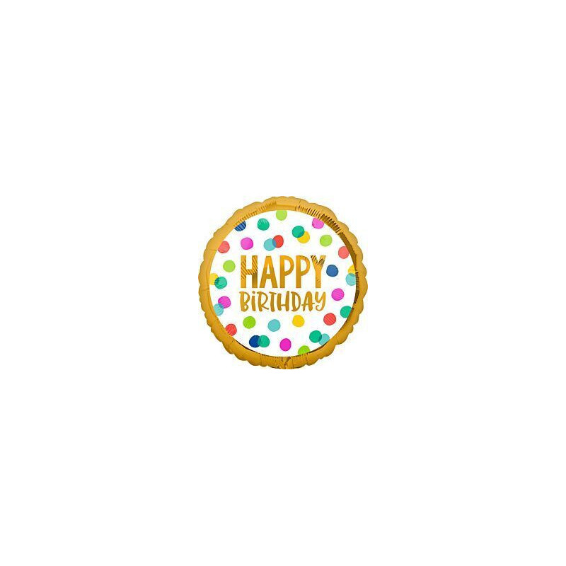 balão foil  happy dots 17"