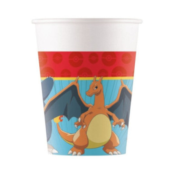 8 copos papel 200ml pokemon