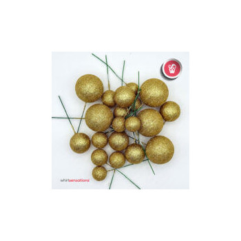 bolas decorativas glitter ouro 20peças