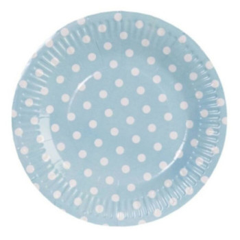Prato Clayre e Eef Azul Bolas Brancas 18cm