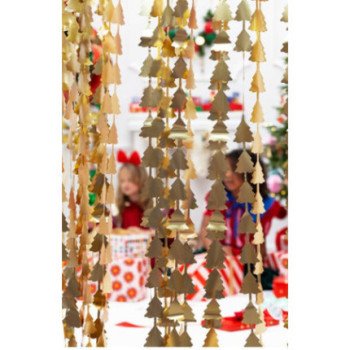 Cortina Dourada Árvores de Natal - 100x245cm
