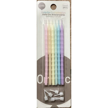 6 velas de aniversario 12,5cm coloridas