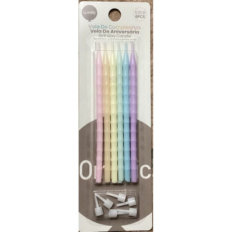 6 velas de aniversario 12,5cm coloridas