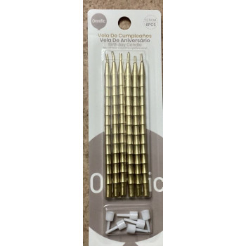 6 velas de aniversário 12,5cm douradas