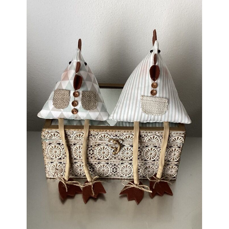 Conjunto galo e galinha tecido