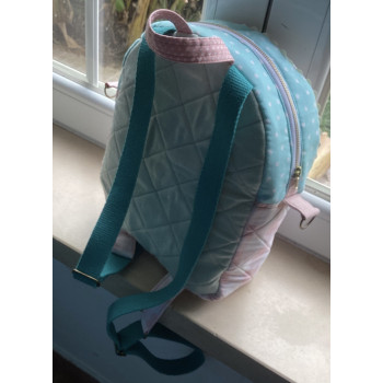 Mochila em tecido menta e rosa