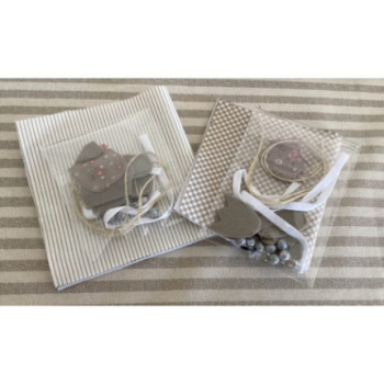 Kit galo e galinha tons creme