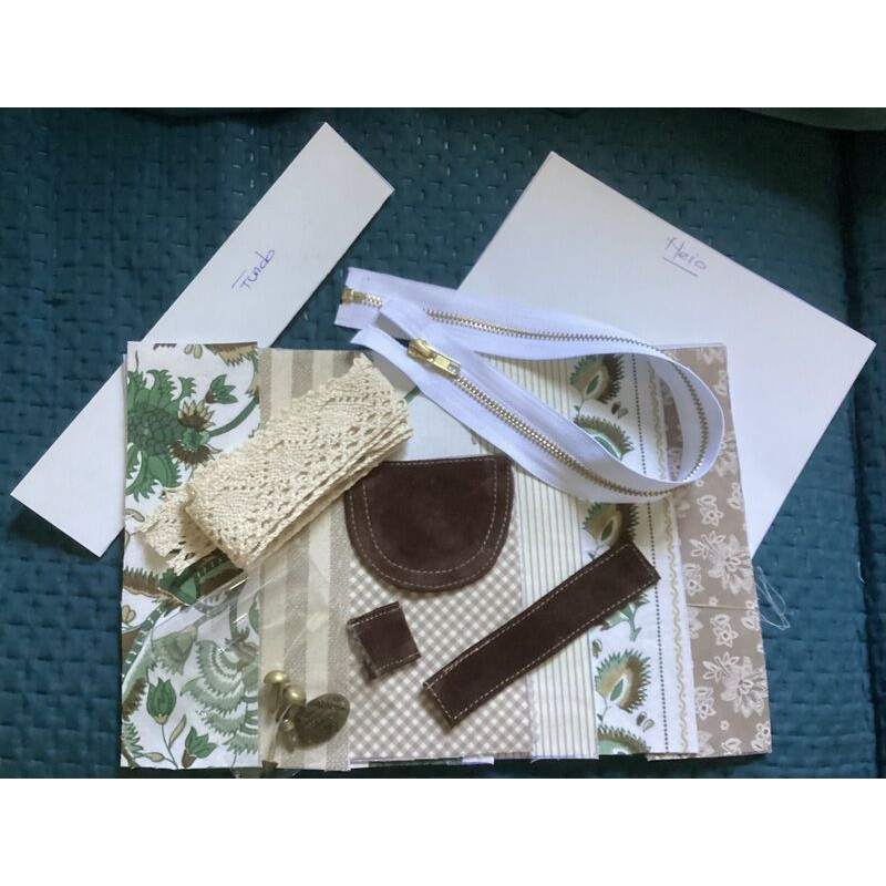 Kit bolsa verde e creme
