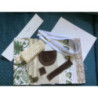 Kit bolsa verde e creme