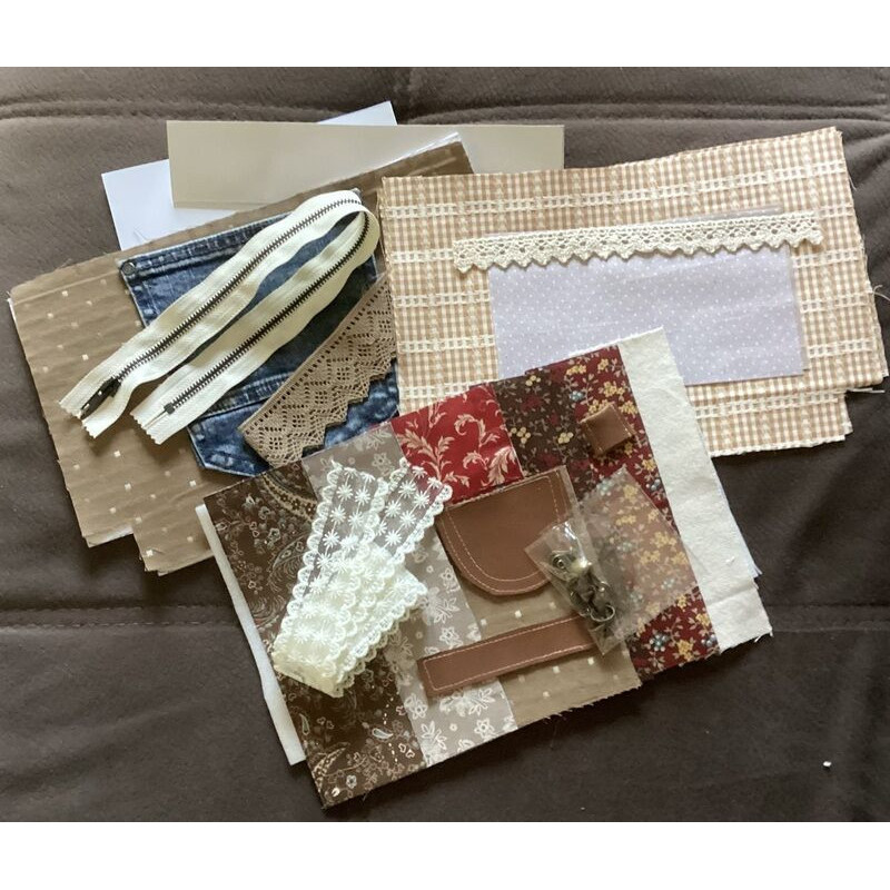 Kits bolsa tecido castanho, bordô e creme