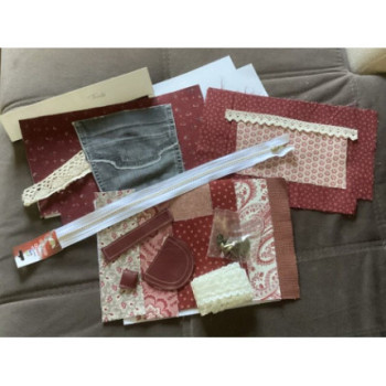 Kit bolsa tecido bordô