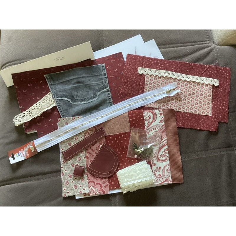 Kit bolsa tecido bordô