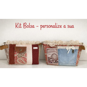 Kits bolsa tecido castanho, bordô e creme