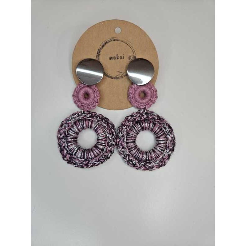 Brincos croché rosa velho