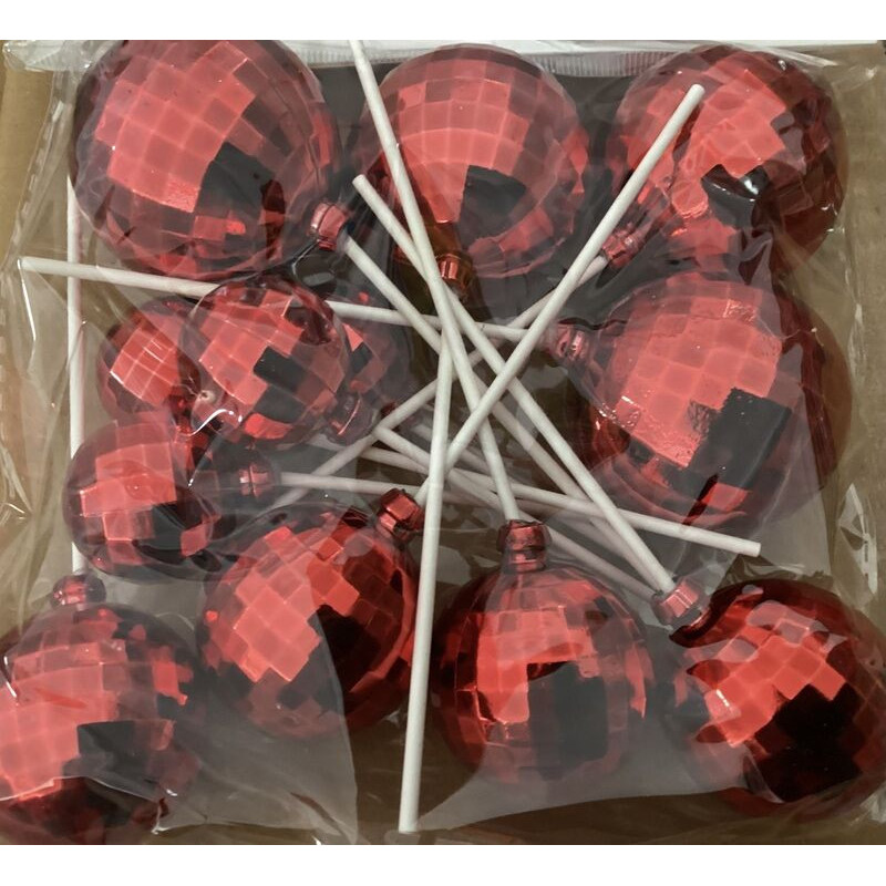 12 bolas decorativas vermelho (bolas de espelho)