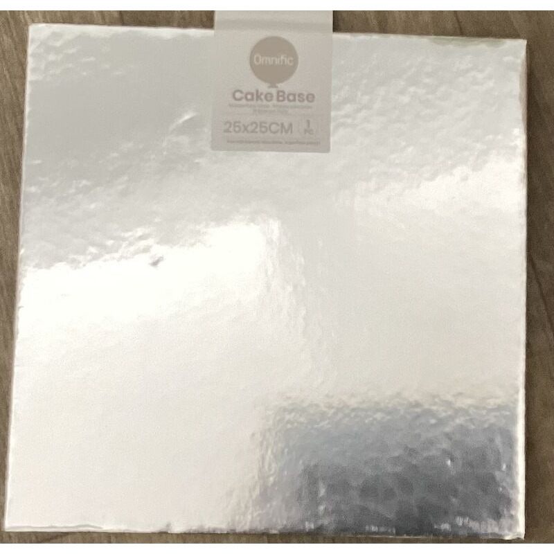 Base alta para bolos 25x25cm prata