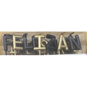velas de aniversário "Feliz Aniversário preto e ouro"