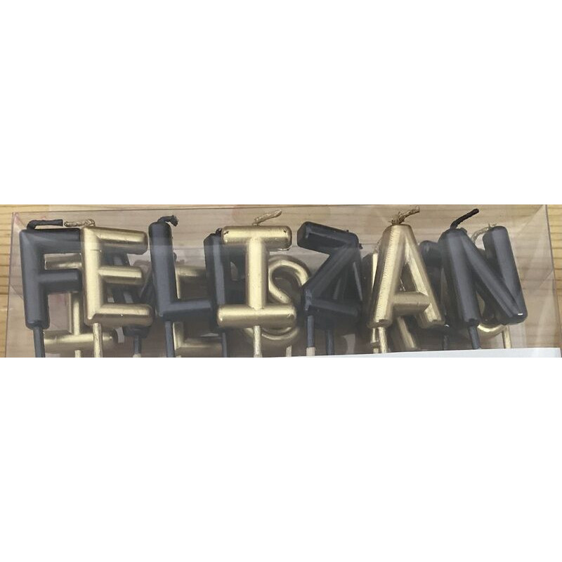 velas de aniversário "Feliz Aniversário preto e ouro"