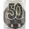 Vela de aniversário 50 anos ouro e preto